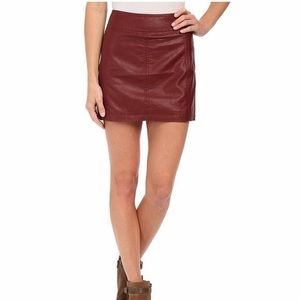 Burgundy vegan leather free people mini skirt